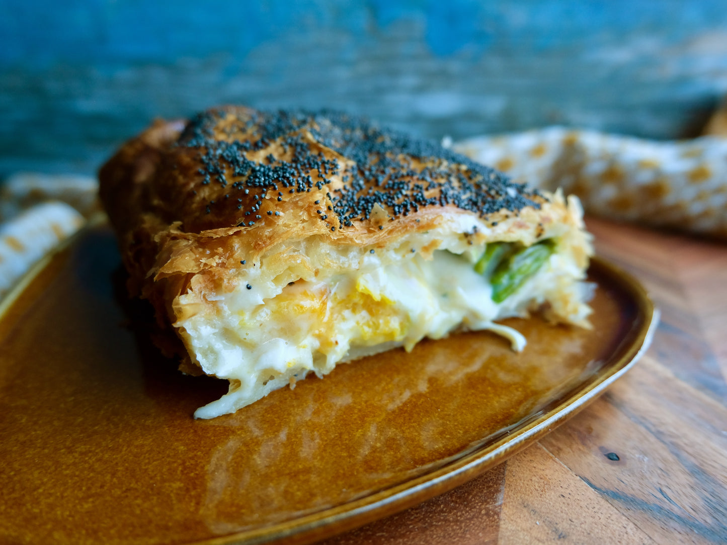 Chicken (Breast) Strudel with Swiss Cheese, Leeks, Asparagus & Organic Butternut Squash