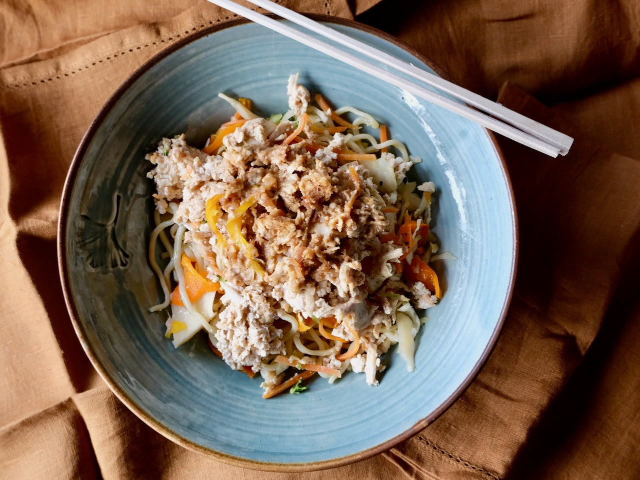 Organic Dan Dan Tofu with Ramen Noodles, Roasted Vegetables & Chili Oil