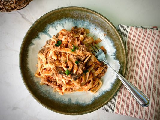 Ground 'Enright' Beef Bolognese with Fettuccine Pasta & Parmesan Cheese