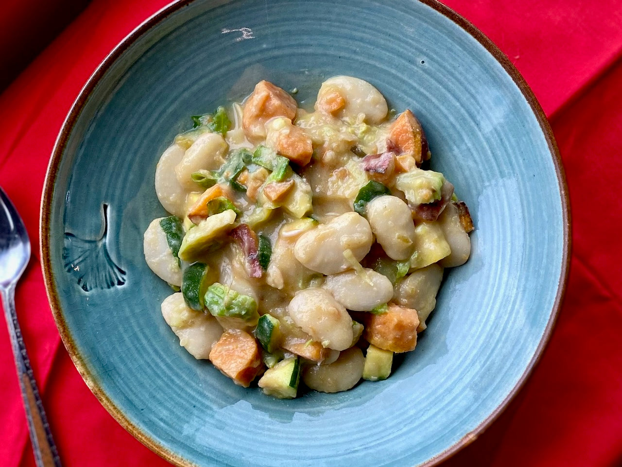 Butter Bean Succotash With Yams, Spinach, Tomatoes, Local Corn & Zucchini