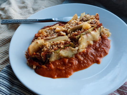 Cabbage Roll Casserole with Ground ‘Berkshire’ Pork & Tomato Sauce