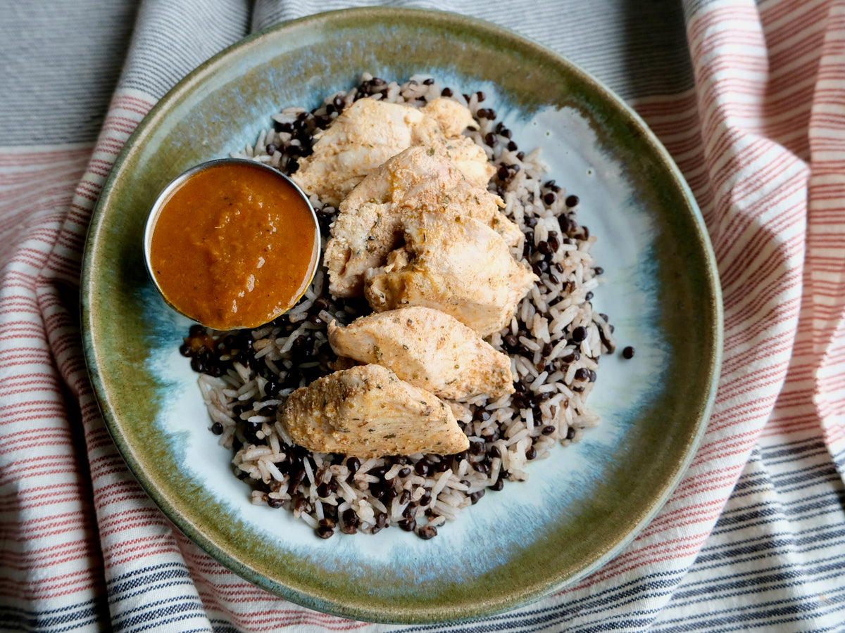 Chicken (Breast) Tagine, Rice With Organic Lentils