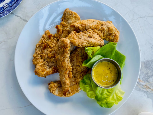 TENDRES DE POULET (POITRINE) AVEC MAYONNAISE AU PIMENT DOUX (SANS GLUTEN)