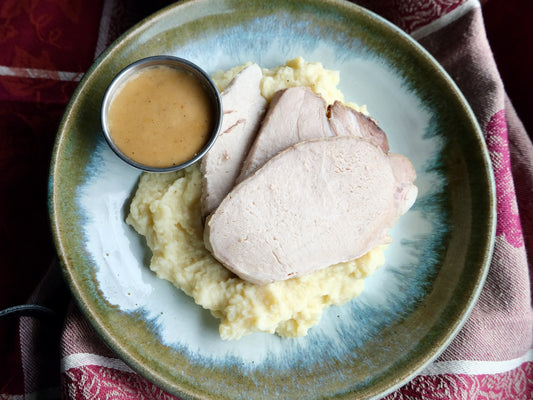 Ontario 'Berkshire' Pork Loin with House Gravy & Horseradish Mashed Potatoes