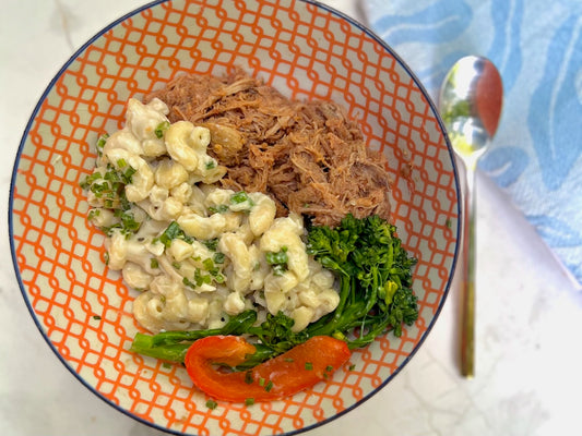 Pulled Ontario ‘Berkshire’ Pork, Creamy Mac & Cheese with ‘St. Albert’s’ Cheese Curds