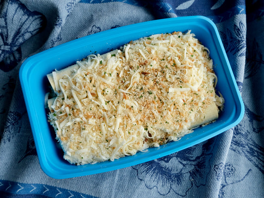 Bake-from-Frozen Seafood Cannelloni: Salmon, Shrimp, Lobster & Spinach with a Creamy Béchamel