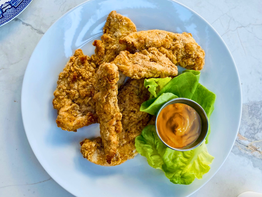 TENDRES DE POULET (POITRINE) AVEC MAYONNAISE AU PIMENT DOUX (SANS GLUTEN)