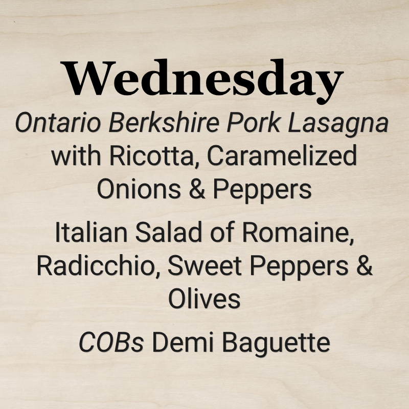 Wednesday, November 11th - Berkshire Pork Lasagna